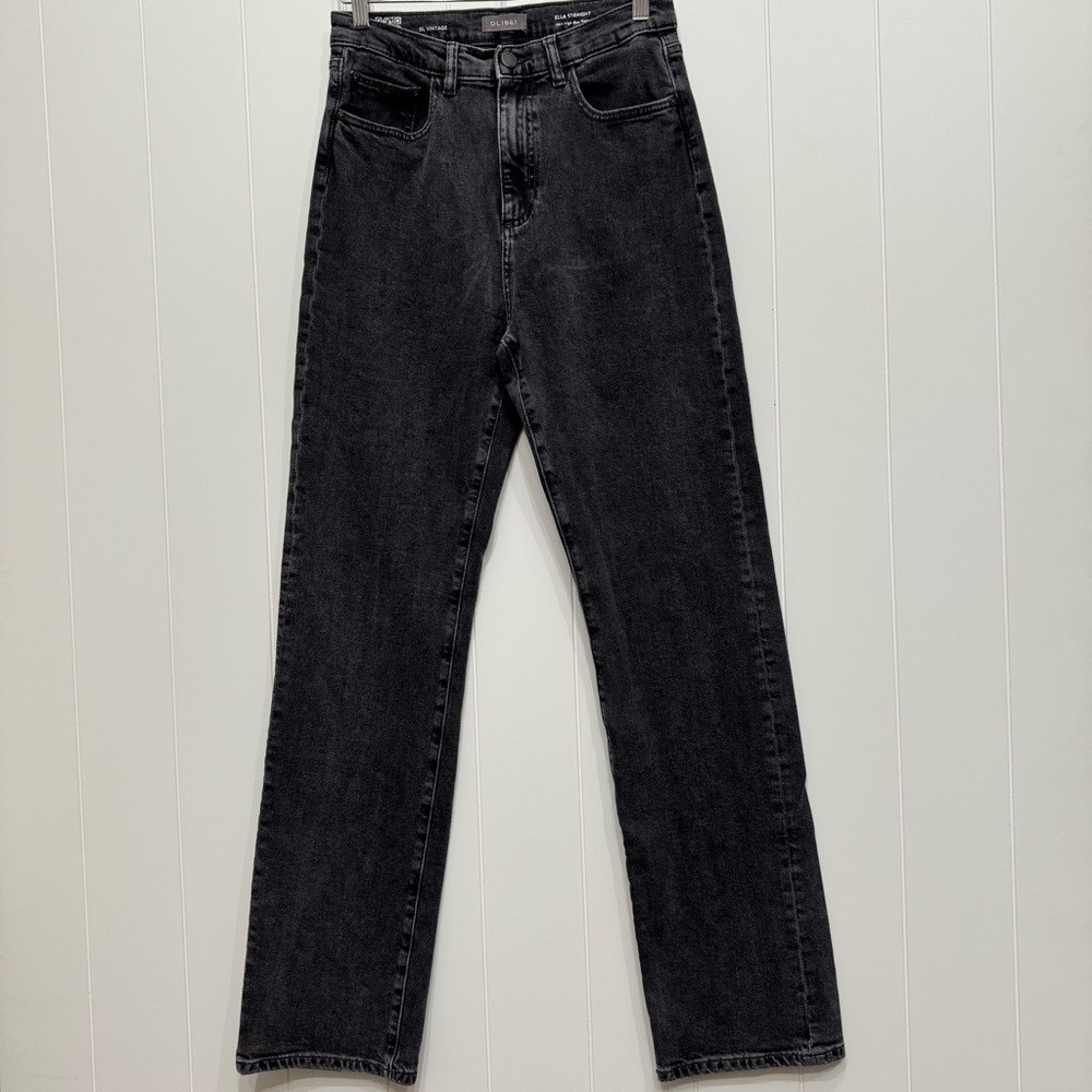 DL1961 Women’s Ella Straight High Rise Straight Leg Jeans Black Wash Size 27